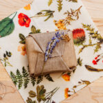 Floral beeswax wrap for food preserves